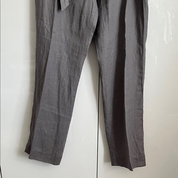TAHARI Gray Women's High Waist Straight Leg Linen Trousers, Size 10 - Picture 8 of 13